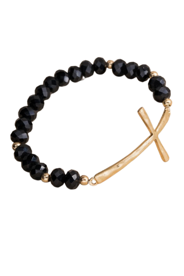Hammered Metal Cross Bracelet