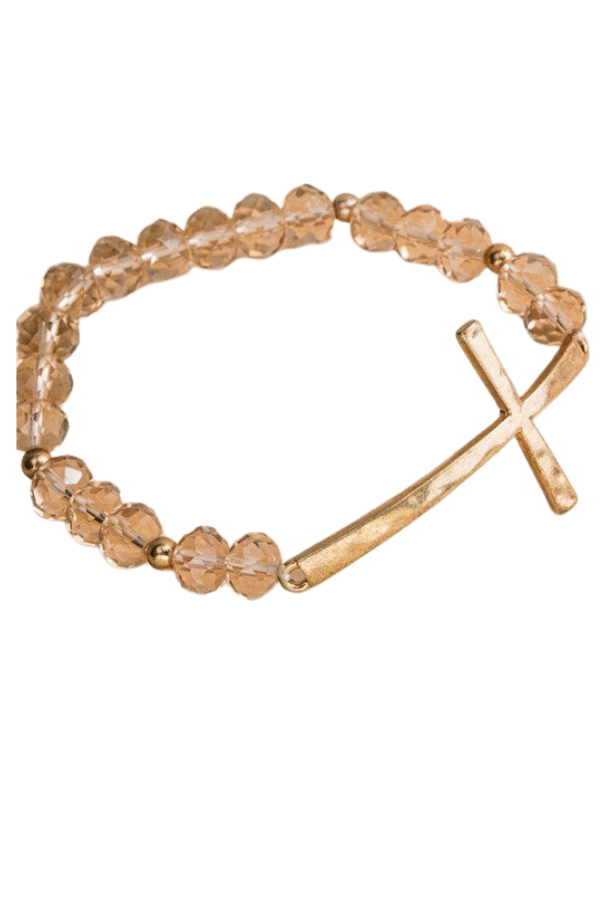 Hammered Metal Cross Bracelet