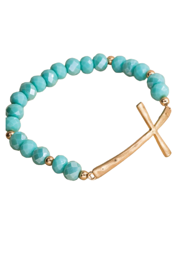 Hammered Metal Cross Bracelet