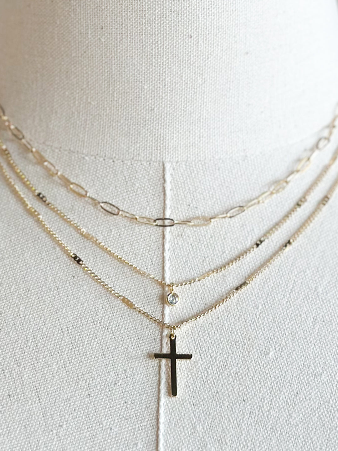 Layered Cross Pendant Necklace