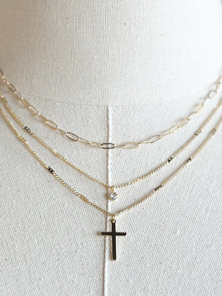 Layered Cross Pendant Necklace