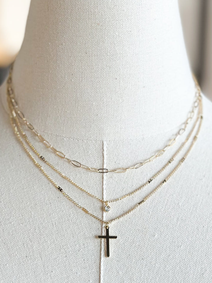 Layered Cross Pendant Necklace