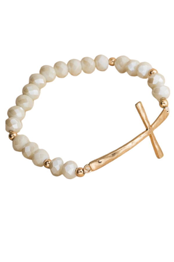 Hammered Metal Cross Bracelet