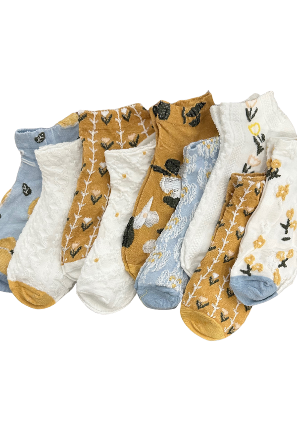 Yellow and Blue Floral Socks