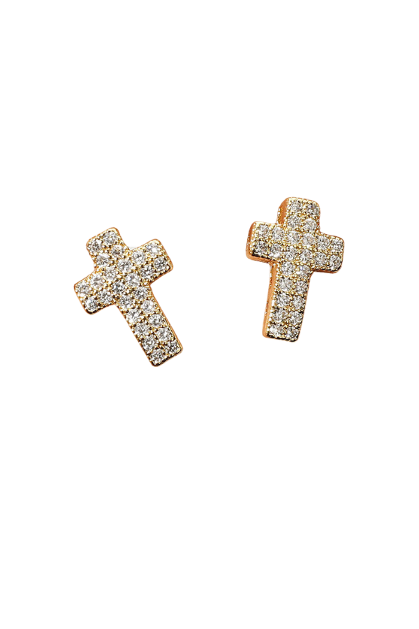 Pave Cross Earrings