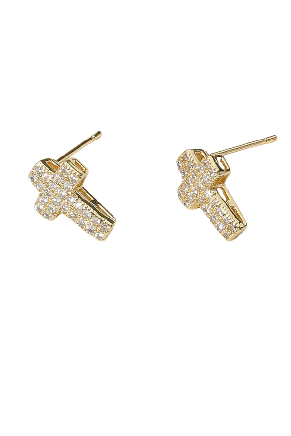 Pave Cross Earrings
