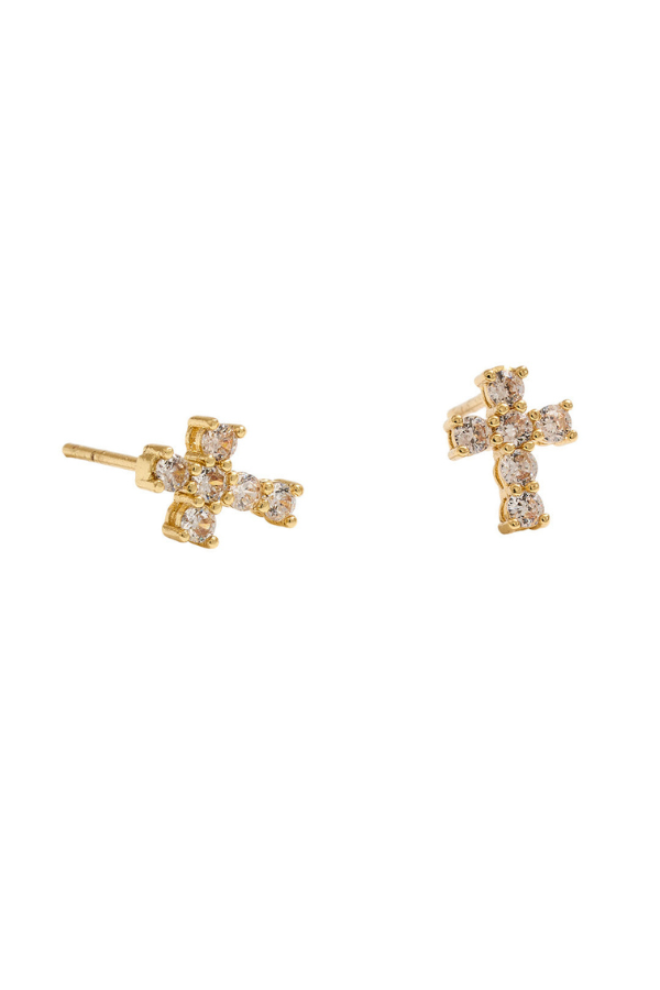 CZ Stone Cross Earrings