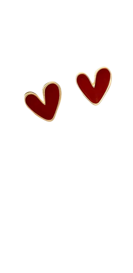 Red Heart Stud Earrings