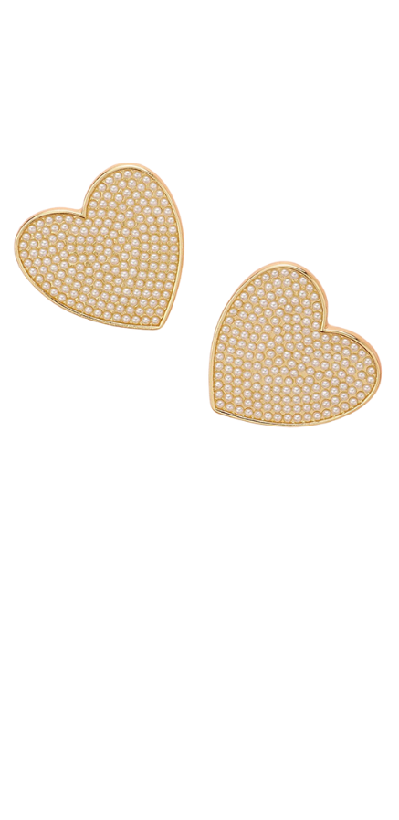 Pearl Paved Heart Stud Earrings