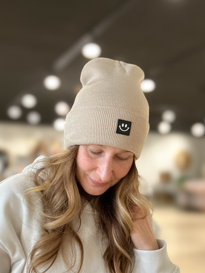 Smiley Face Patch Beanie