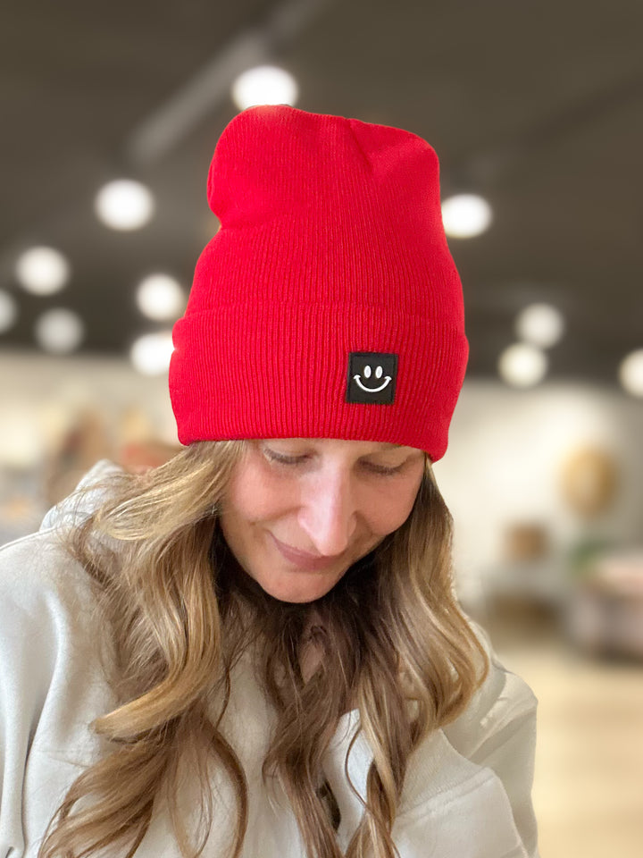 Smiley Face Patch Beanie