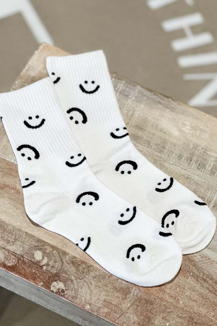 Multi Smiley Face Crew Socks