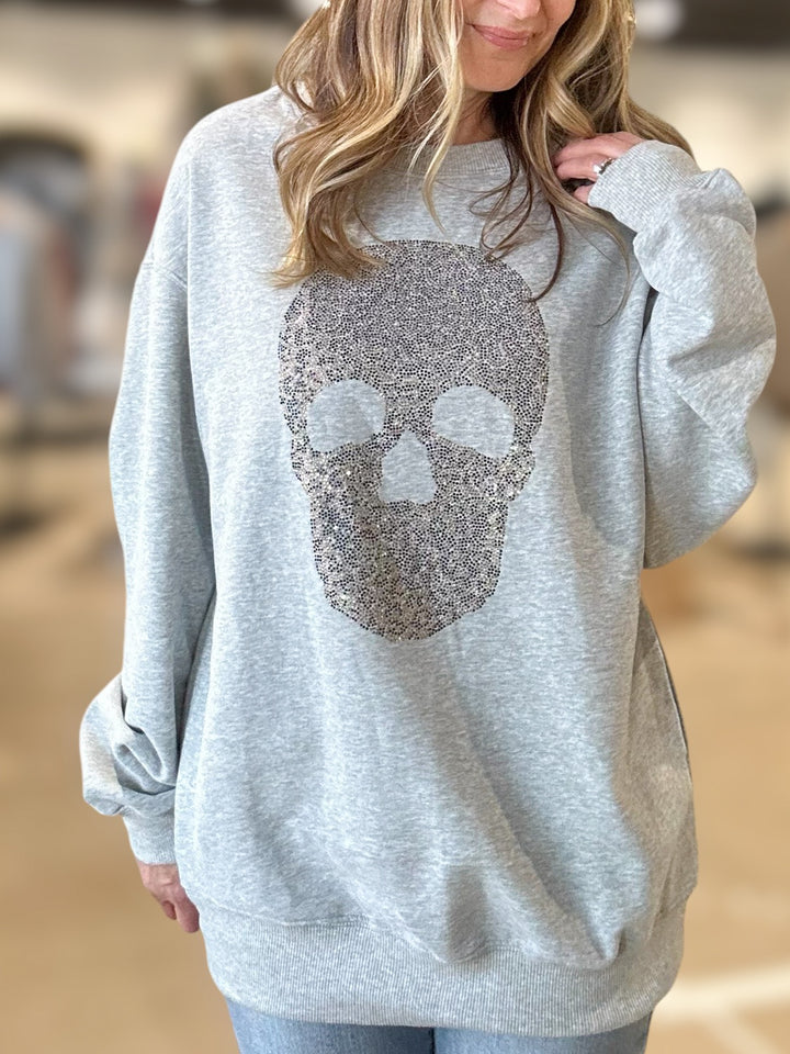 Rhinestone Skull Graphic Sweatshirt