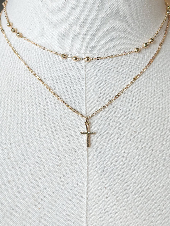 Double Layer Cross Necklace