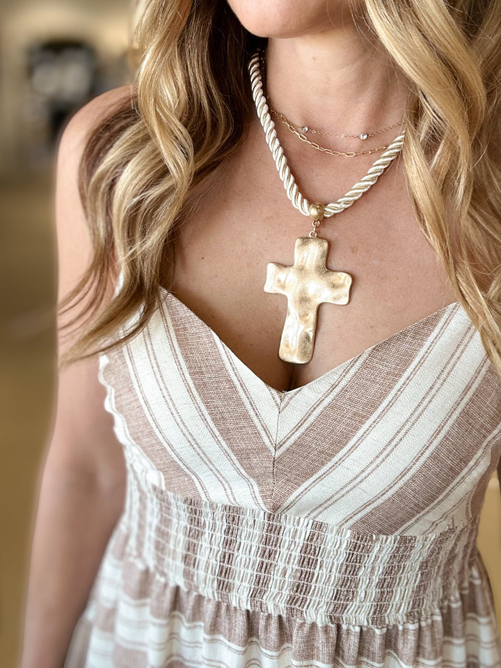 Hammered Cross Necklace