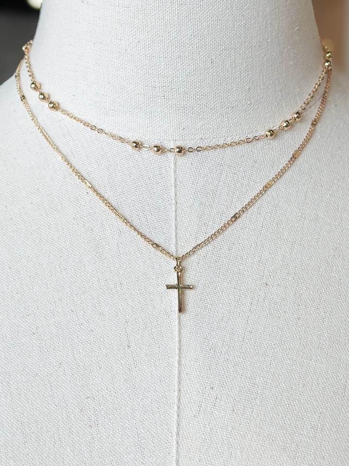 Double Layer Cross Necklace