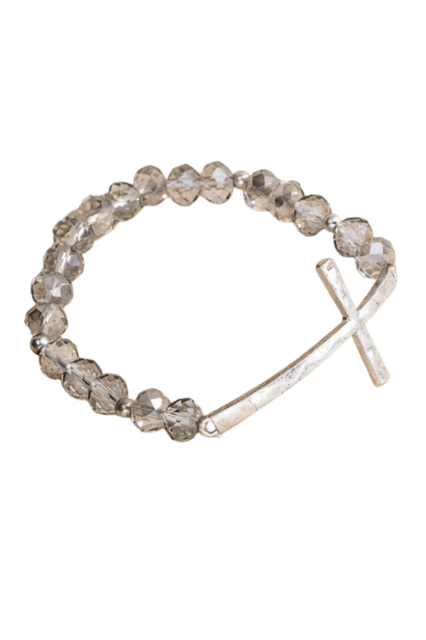Hammered Metal Cross Bracelet