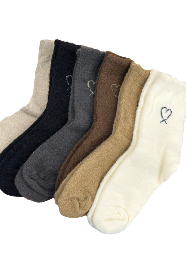 Fuzzy Heart Socks