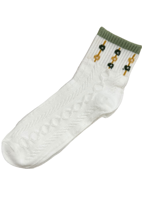 White Floral Socks
