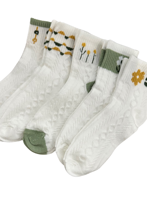 White Floral Socks