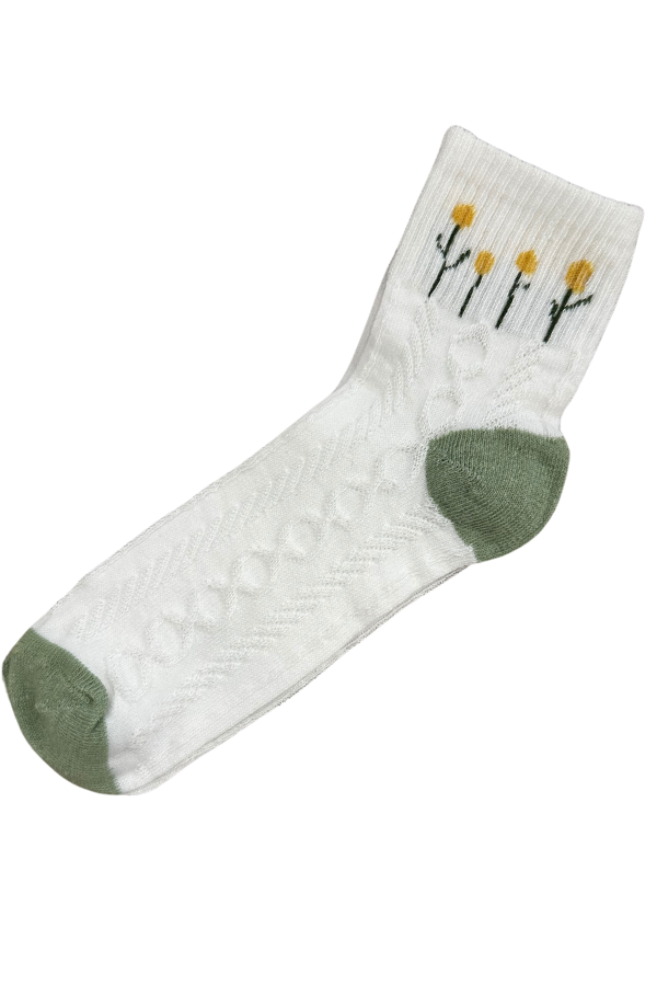 White Floral Socks
