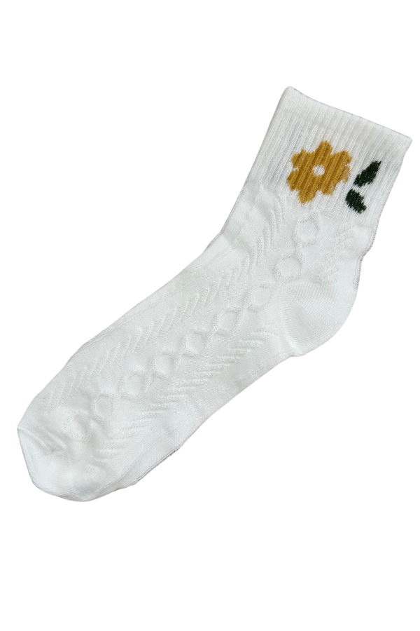 White Floral Socks