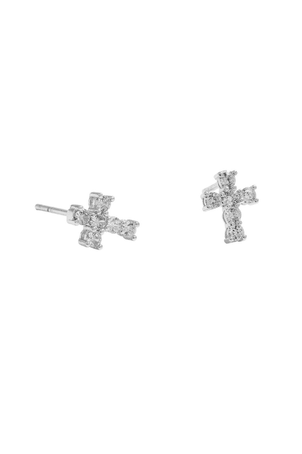 CZ Stone Cross Earrings