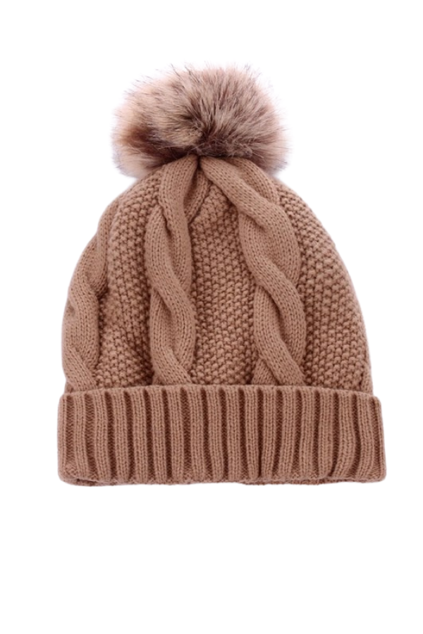 Cable Knit Pom Pom Beanie