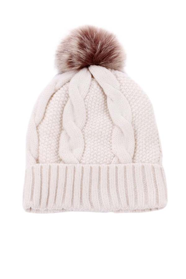 Cable Knit Pom Pom Beanie
