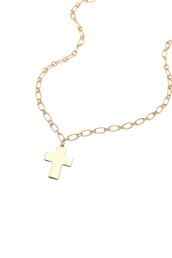 Cross Paperclip Chain Necklace