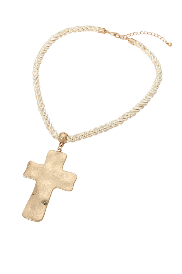 Hammered Cross Necklace