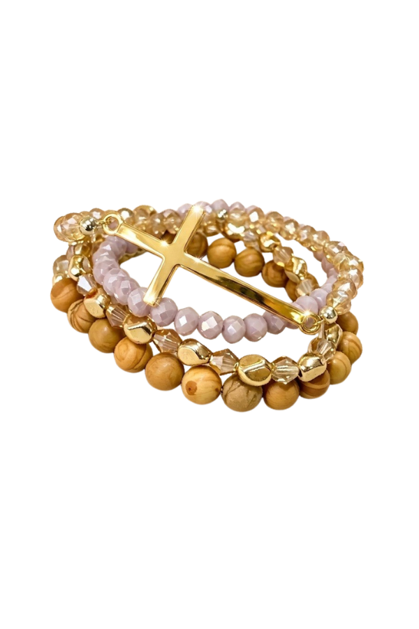 Stackable Beaded Cross Bracelets