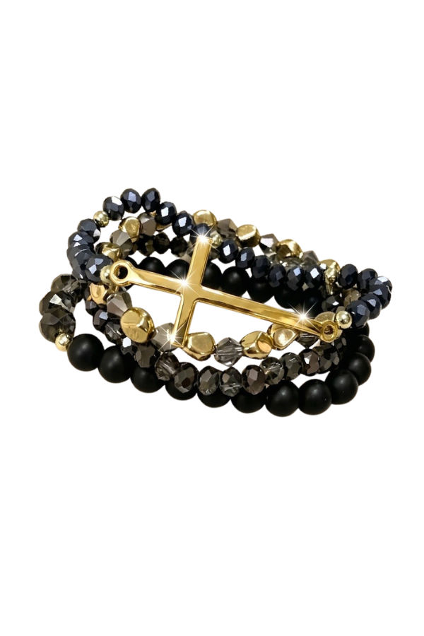 Stackable Beaded Cross Bracelets