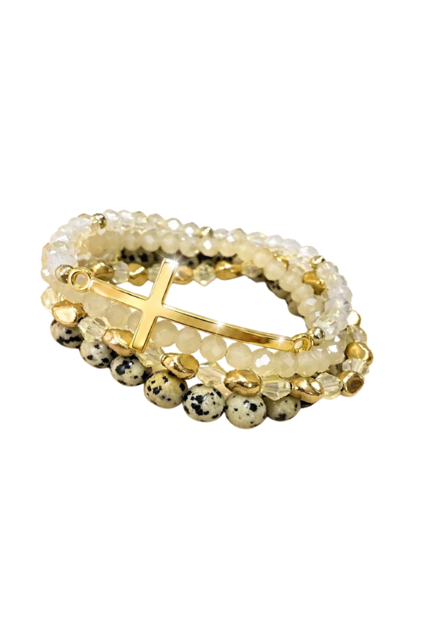Stackable Beaded Cross Bracelets
