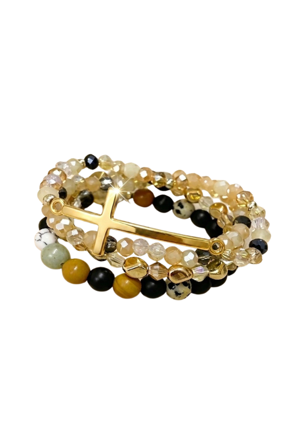 Stackable Beaded Cross Bracelets