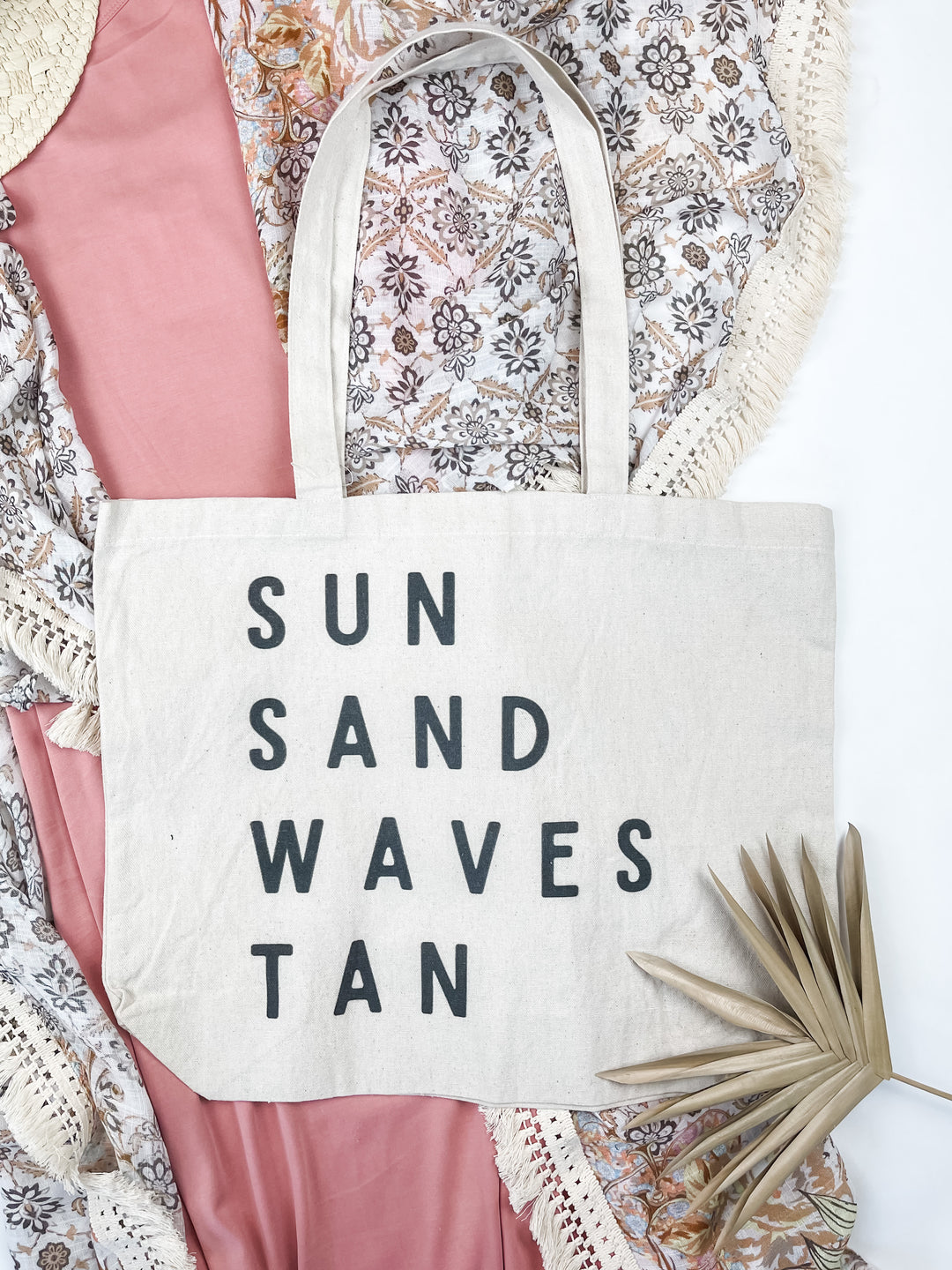 Sun Sand Waves Tan Canvas Tote
